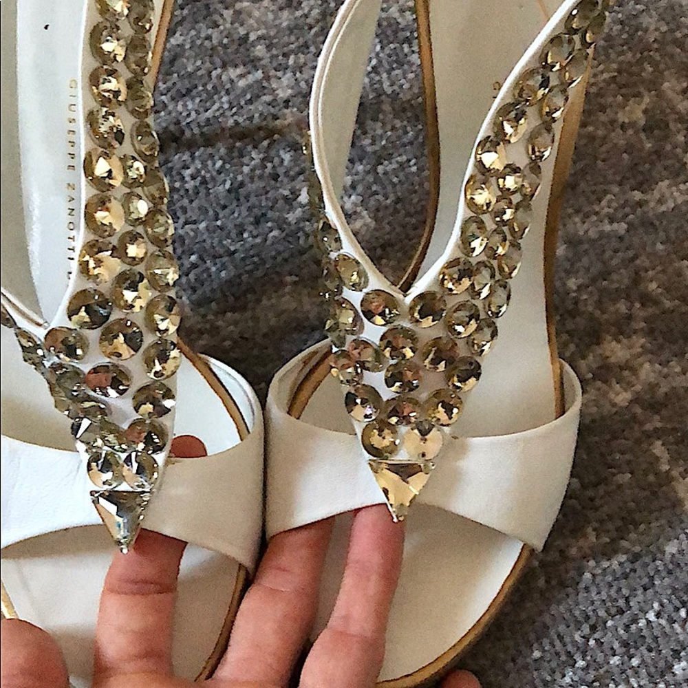 Gold & White Giuseppe Zanotti Open Toe Heels